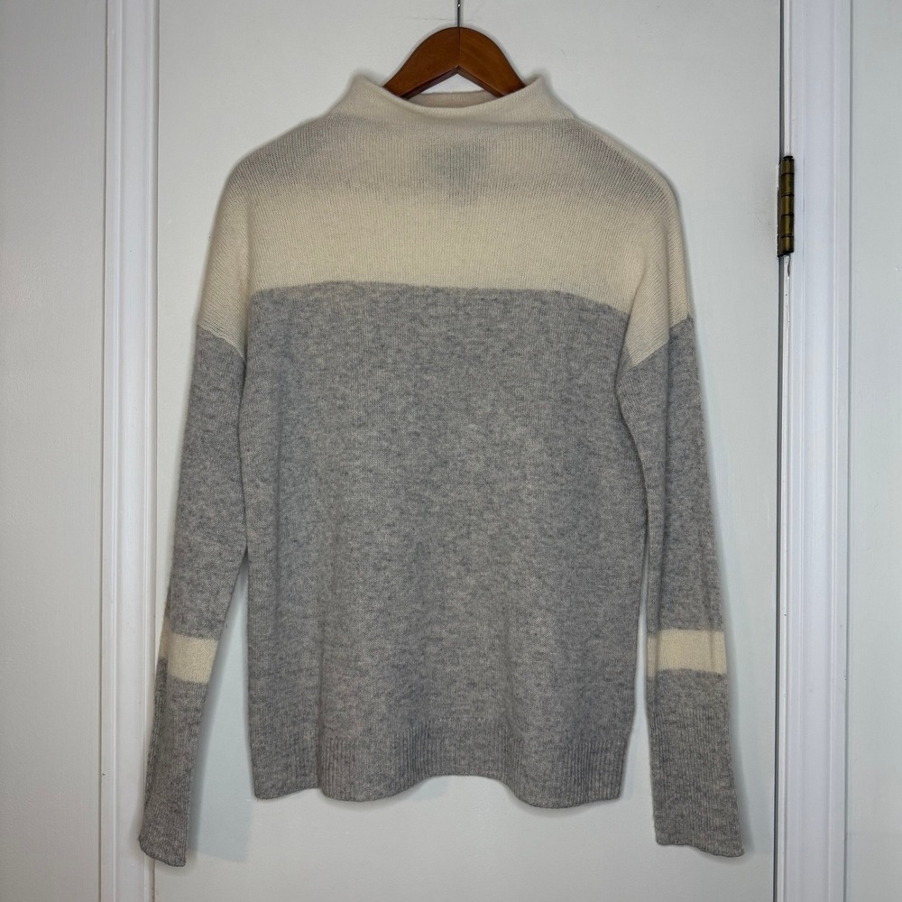 Tahari Pure Luxe 100% Cashmere Color Block Mock Neck Sweater Small